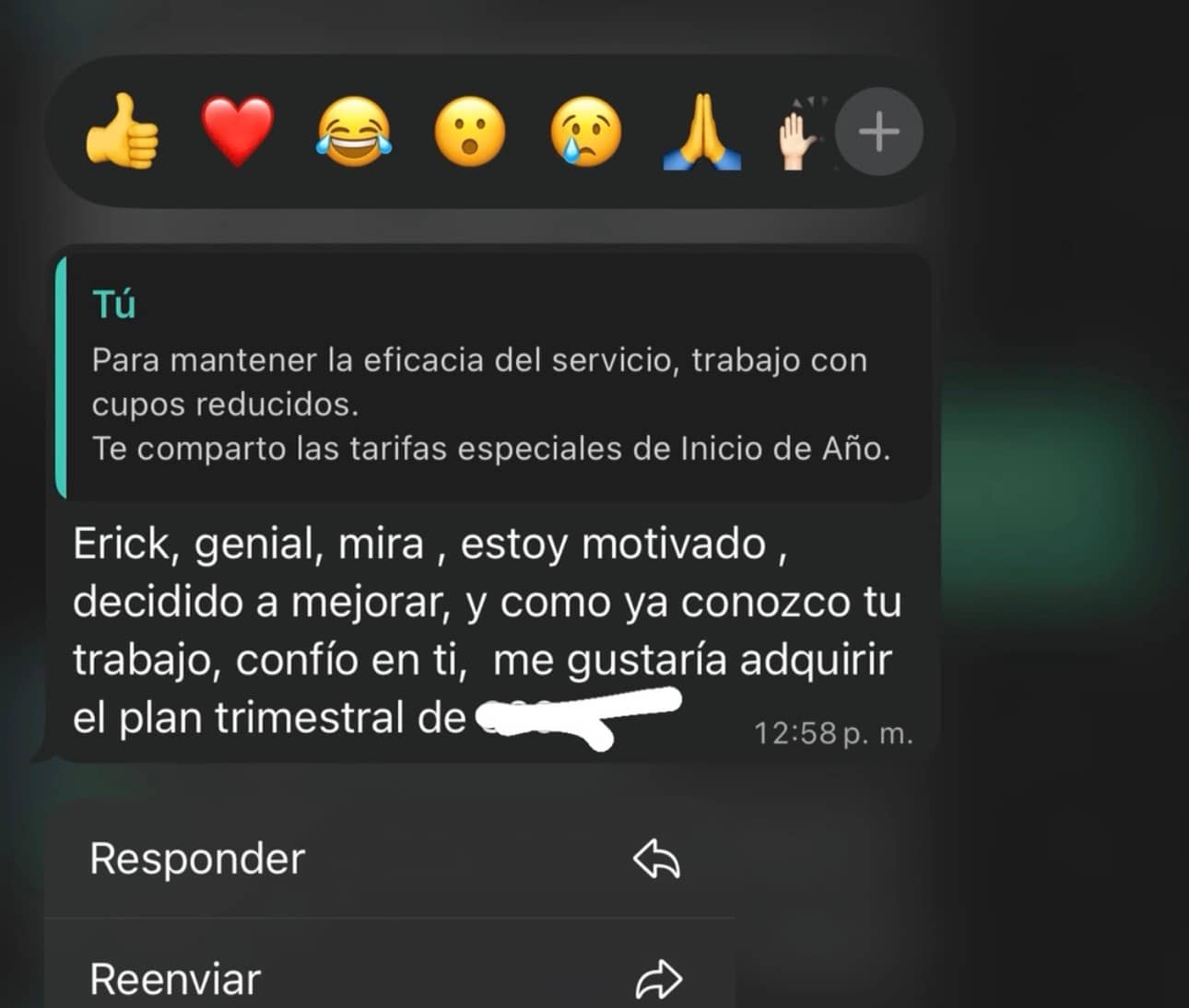 Testimonio de cliente sobre recomposición corporal.