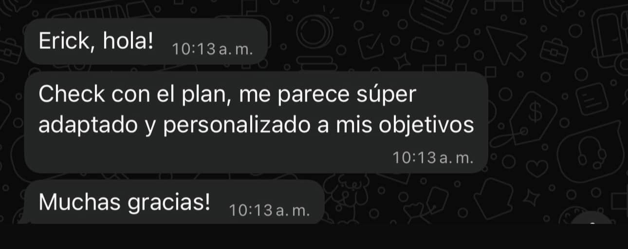 Testimonio de cliente sobre experiencia con Fit By Erick.